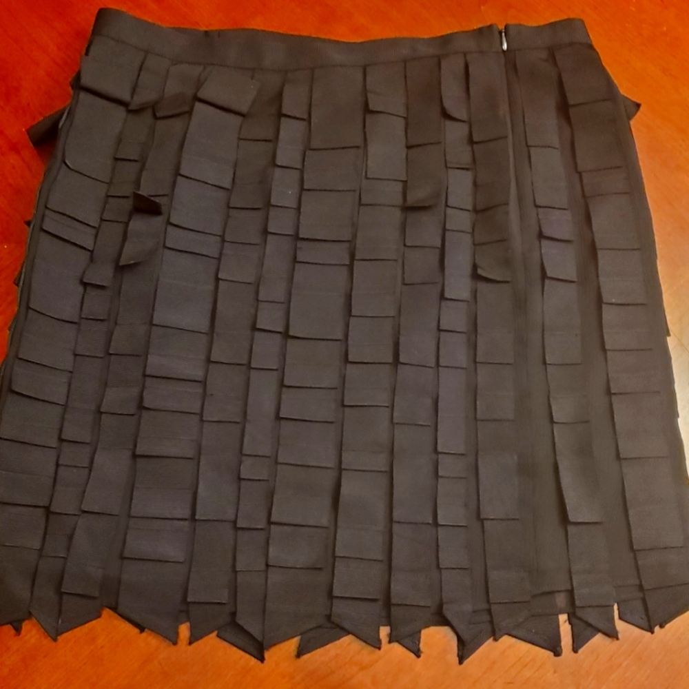 Ann Taylor Black Fringed Skirt Size 6